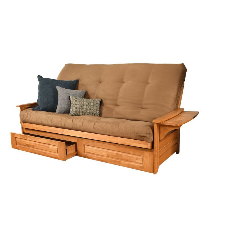 Phoenix Frame Queen-Butternut Finish-Suede Peat Mattress-Storage Drawers image number 2