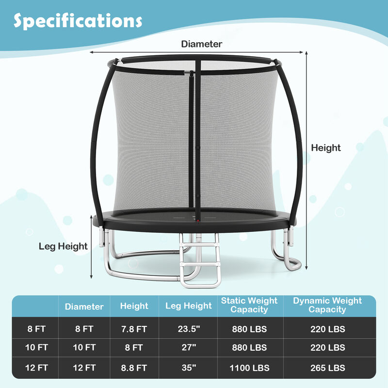 Outdoor Recreational Trampoline, Heavy-Duty Frame with Safety Net image number 2