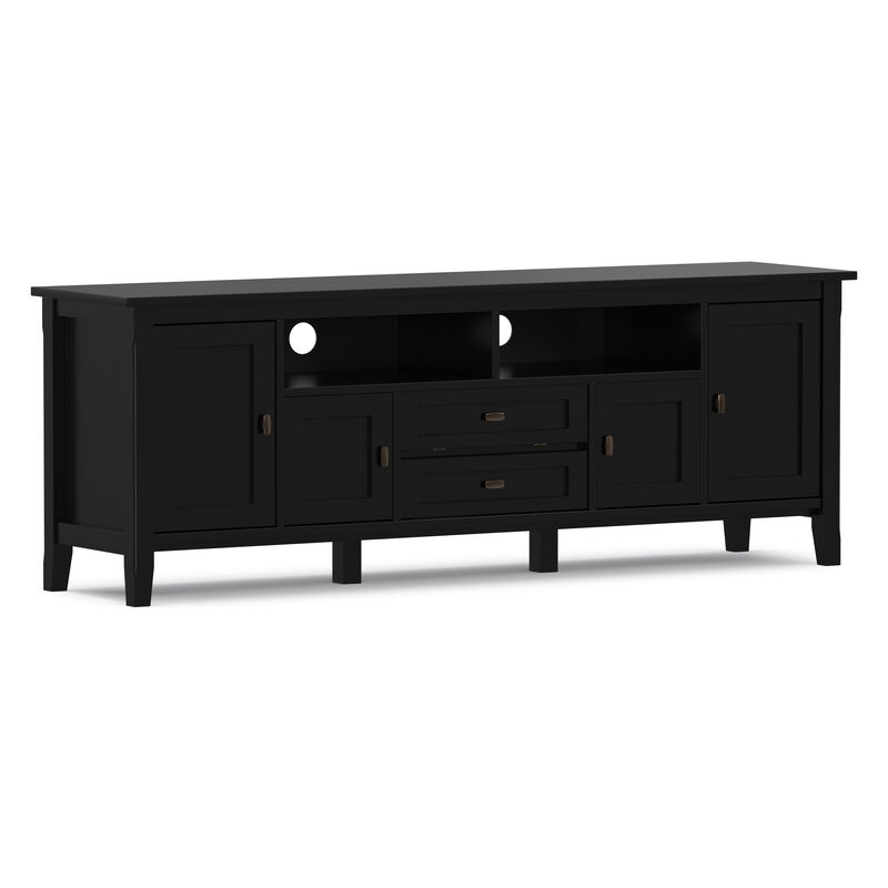 Warm Shaker SOLID WOOD 72 inch Wide Transitional TV Media Stand in Black For TVs up to 80 inches image number 0