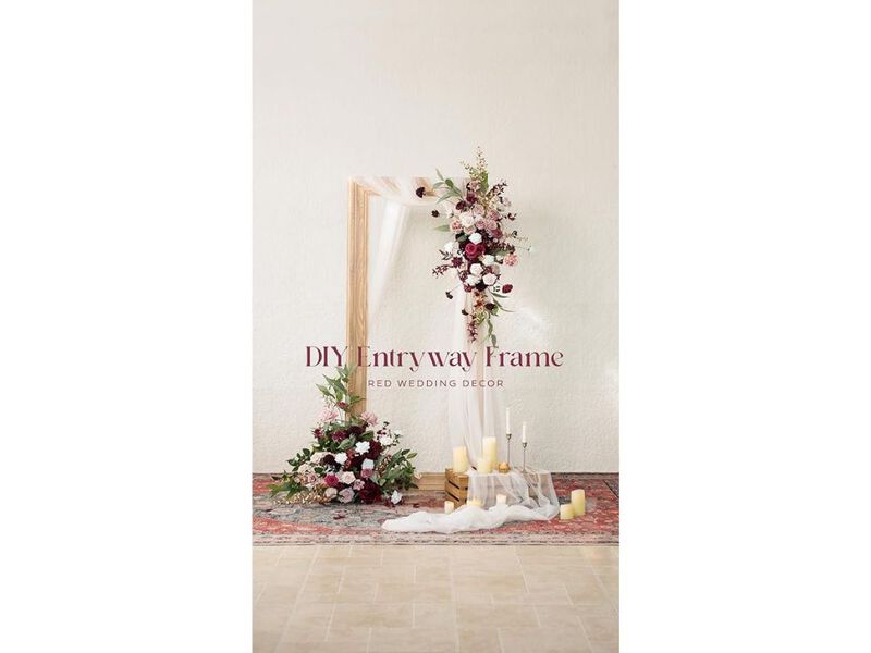 9 Piece Burgundy Artificial Dahlia Flower Stems Wedding Centerpiece Decor image number 1