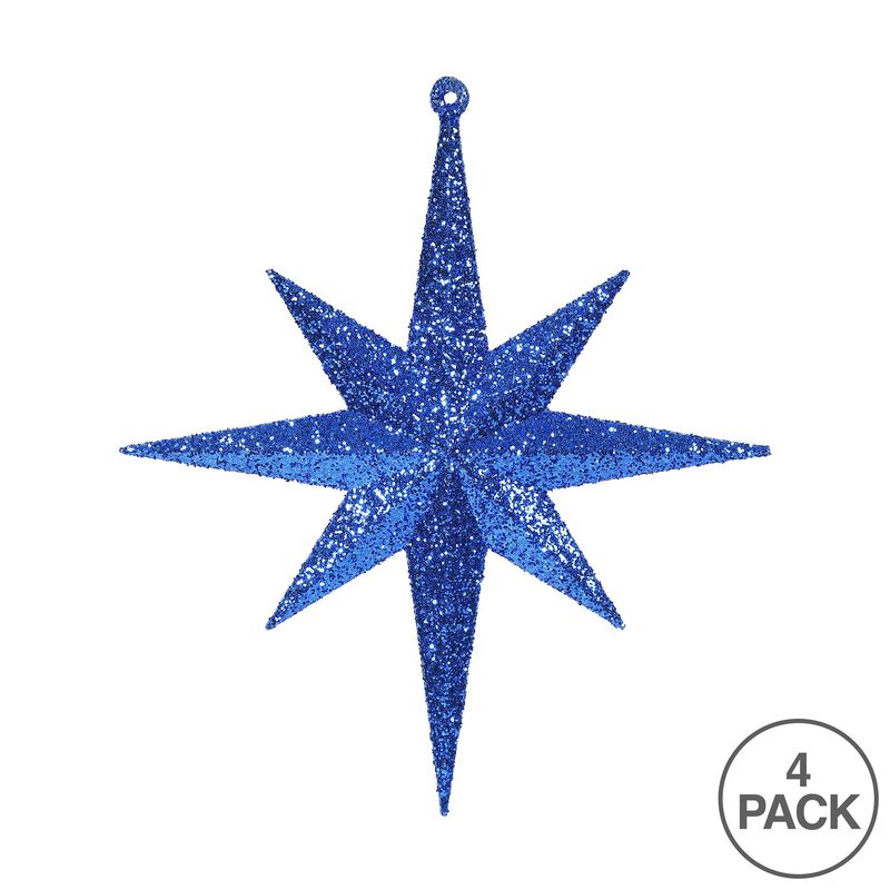 Vickerman 8" Blue Iridescent Glitter Bethlehem Star Christmas Ornament, 4 per Box image number 2