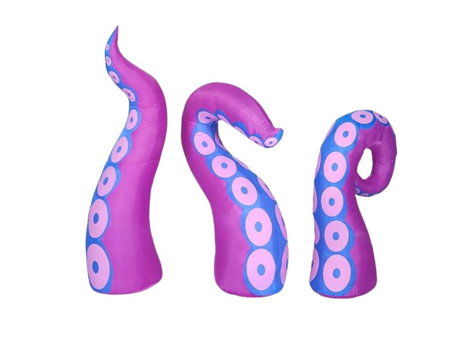3-Pack Halloween Inflatable Octopus Tentacles – LED Blow-Up Window & Roof Props for Outdoor Lawn & Garden Decor