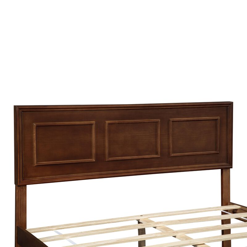 Pine Wood Farmhouse Platform Bed with Adjustable-Height Headboard image number 4