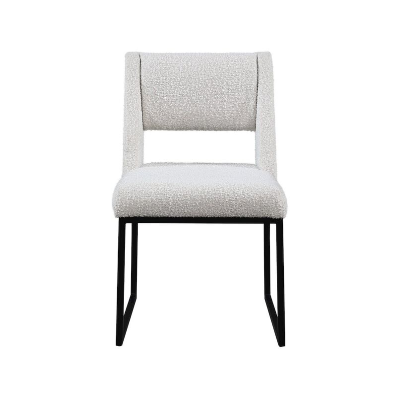 Meridian Furniture Jayce Cream Boucle Fabric Dining Chair, Set of 2