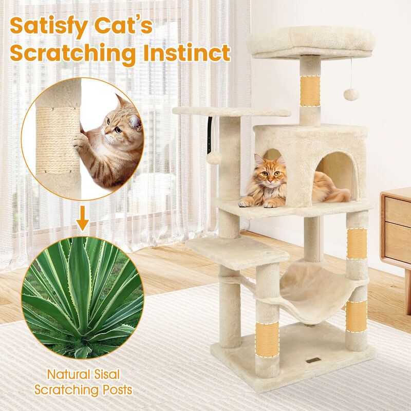 Cat Tower Multi-Level with 2 Door Condo and Soft Padded Top Perch image number 5