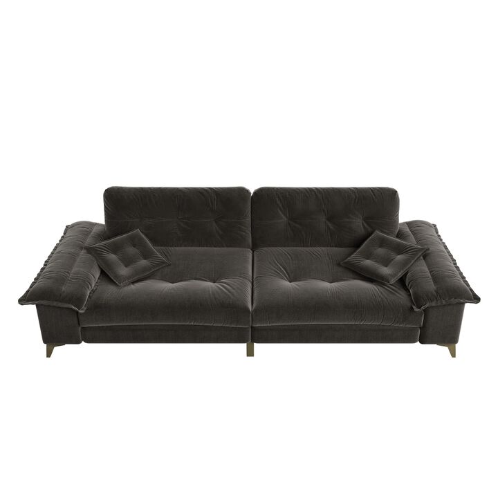 Whisen 4-Seat Cloud Sofa with Removable Armrests, Tufted Chenille Couch with Metal Legs & 2 Pillows