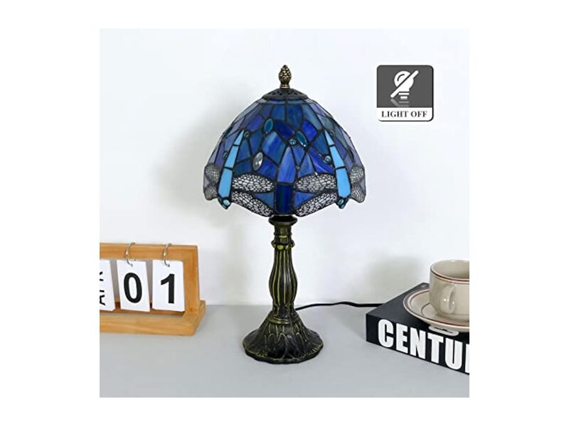 Tiffany Style Stained Glass Dragonfly Table Lamp For Living Room Bedroom image number 2