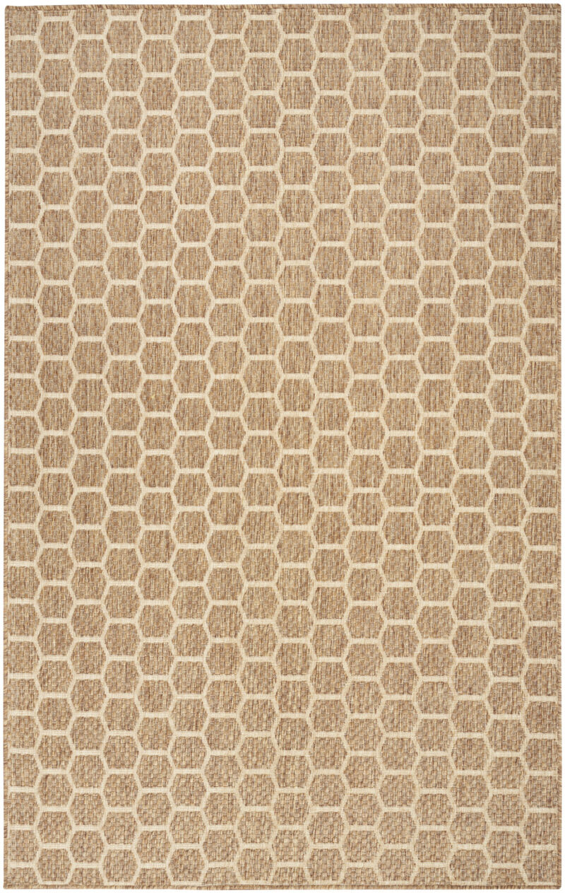 HomeRoots 5' X 7' Natural And Beige Geometric Indoor Outdoor Area Rug image number 0