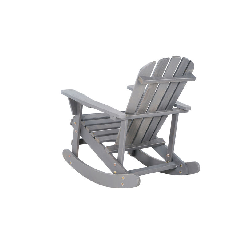 Adirondack Rocking Chair Solid Wood Chairs Finish Outdoor Furniture for Patio, Backyard, Garden - Gray