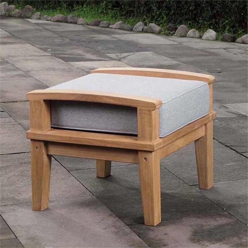 Modway EEI-1152-NAT-GRY-SET Marina Premium Grade A Teak Wood Outdoor Patio Ottoman, Natural Gray image number 1