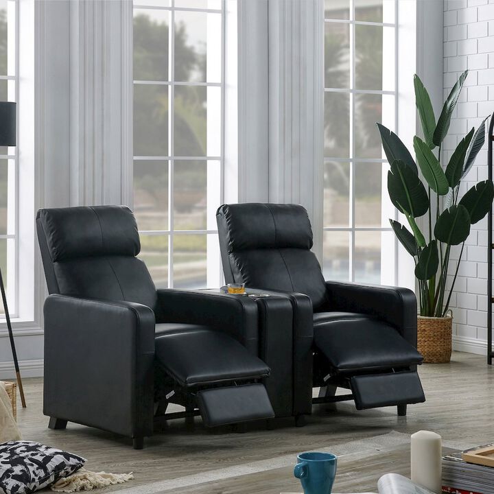 Plethoria Home Black Upholstered Push-Back Recliner