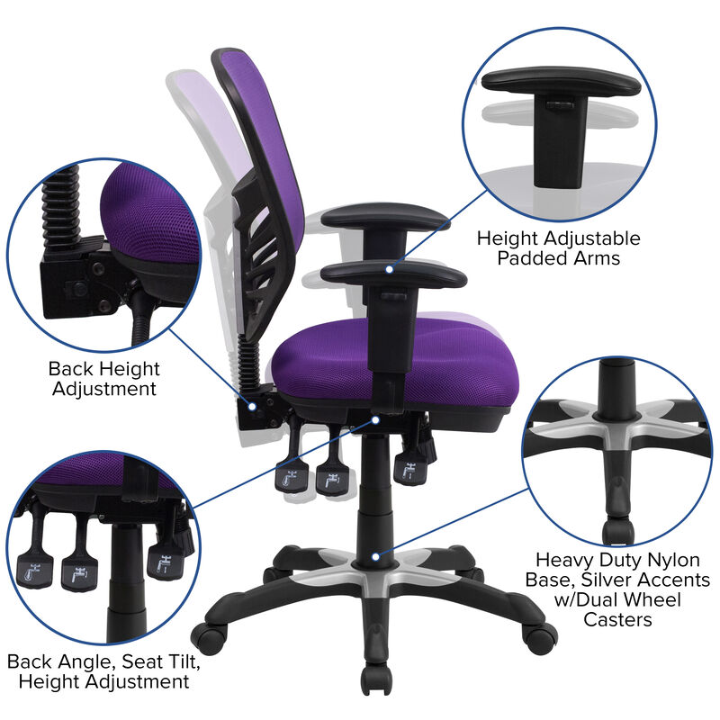 Nicholas Mid-Back Dark Gray Mesh Multifunction Executive Swivel Ergonomic Office Chair with Adjustable Arms image number 3