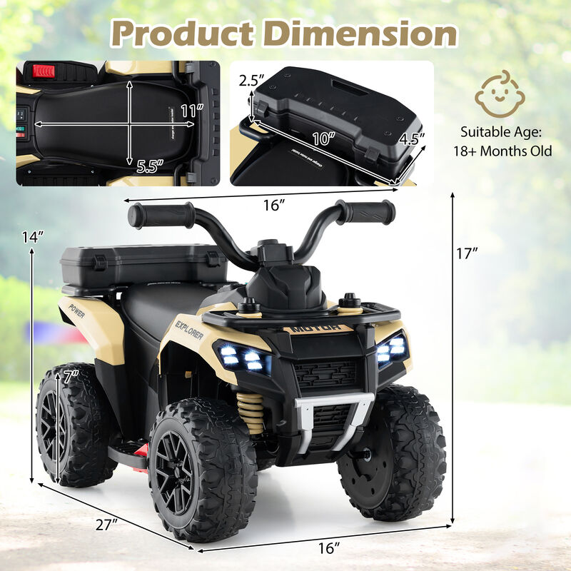 6V Electric Kids Ride-On ATV with Spray Feature, Storage Box and Music image number 2