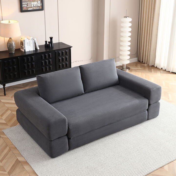 Merax Multi-Functional Folding Floor Sofa Bed with 3 Pillows