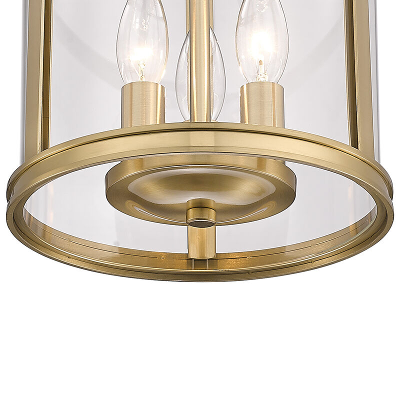 9 in. Transitional Warm Gold 3-Light Dimmable Semi-Flush Mount Ceiling Light with Clear Glass image number 7