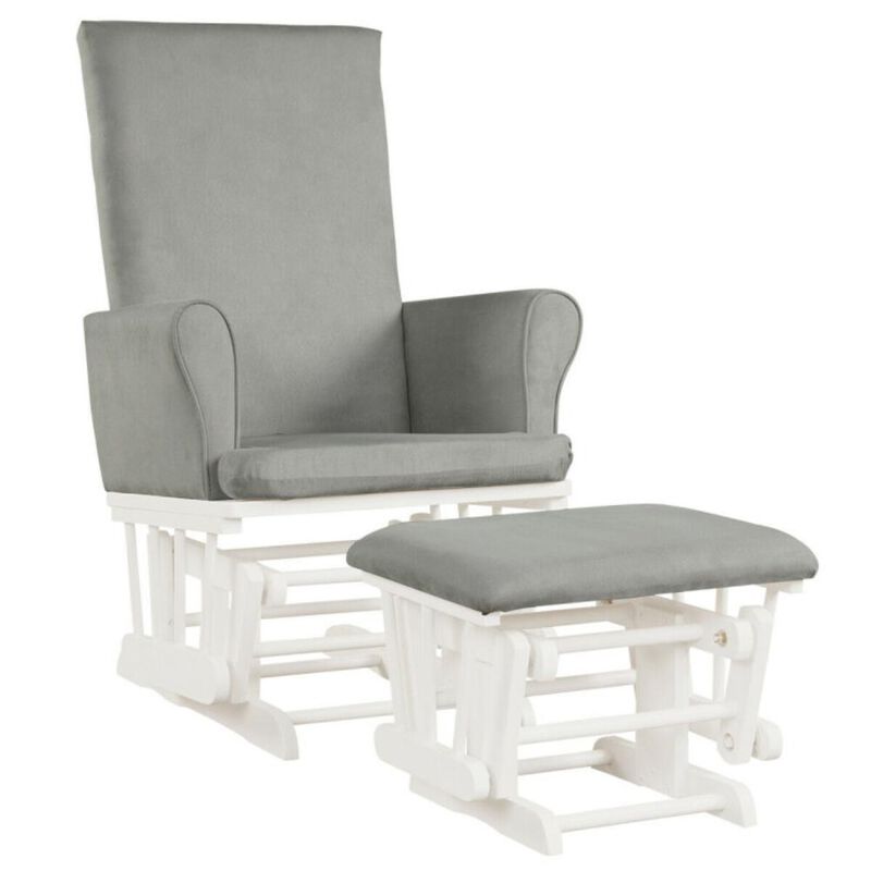 Hivvago Baby Nursery Relax Rocker Rocking Chair Glider and Ottoman Cushion Set