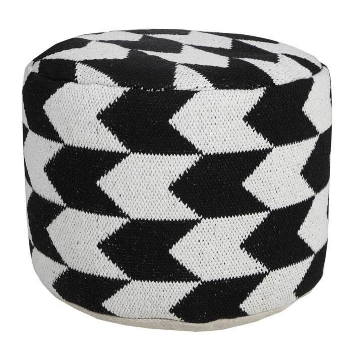 Cotton Blend Pouf Ottoman for Living Room Seating and Home Decor