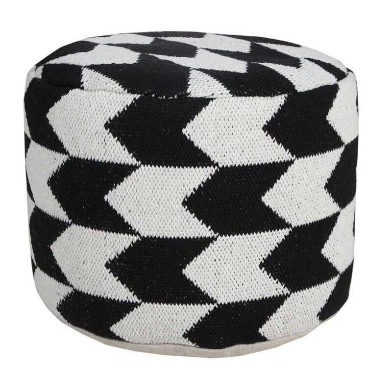 Cotton Blend Pouf Ottoman for Living Room Seating and Home Decor