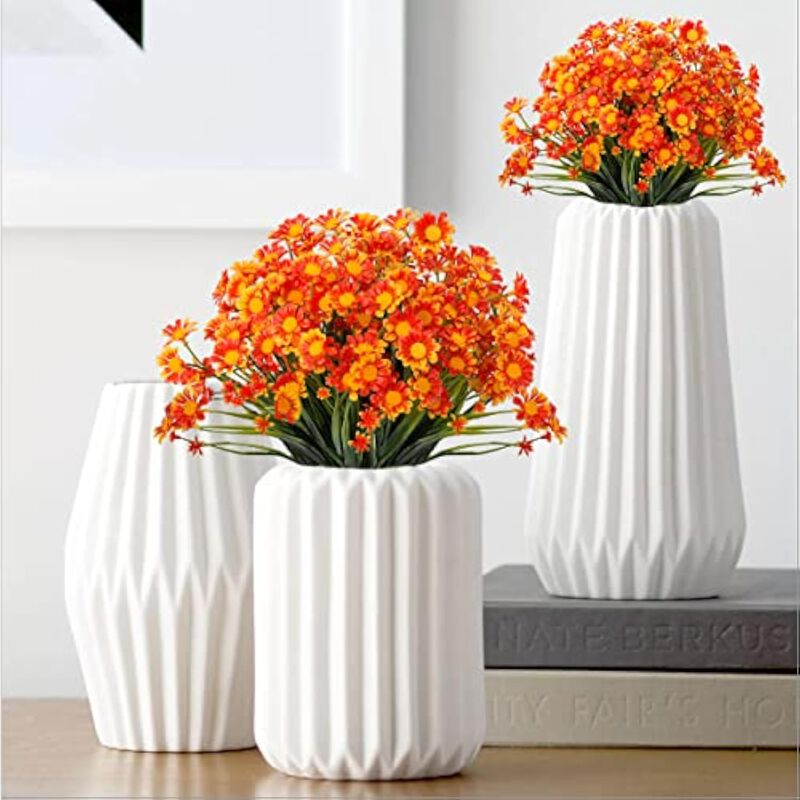 20 Bundle Orange Artificial Outdoor Plants UV Resistant Home Decor image number 3