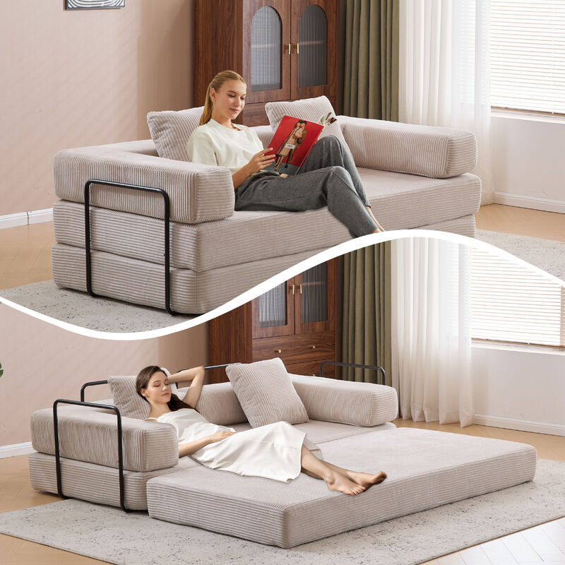 Convertible Floor Couch with Pillow Back, Armrest and Compression Sofa Design image number 6