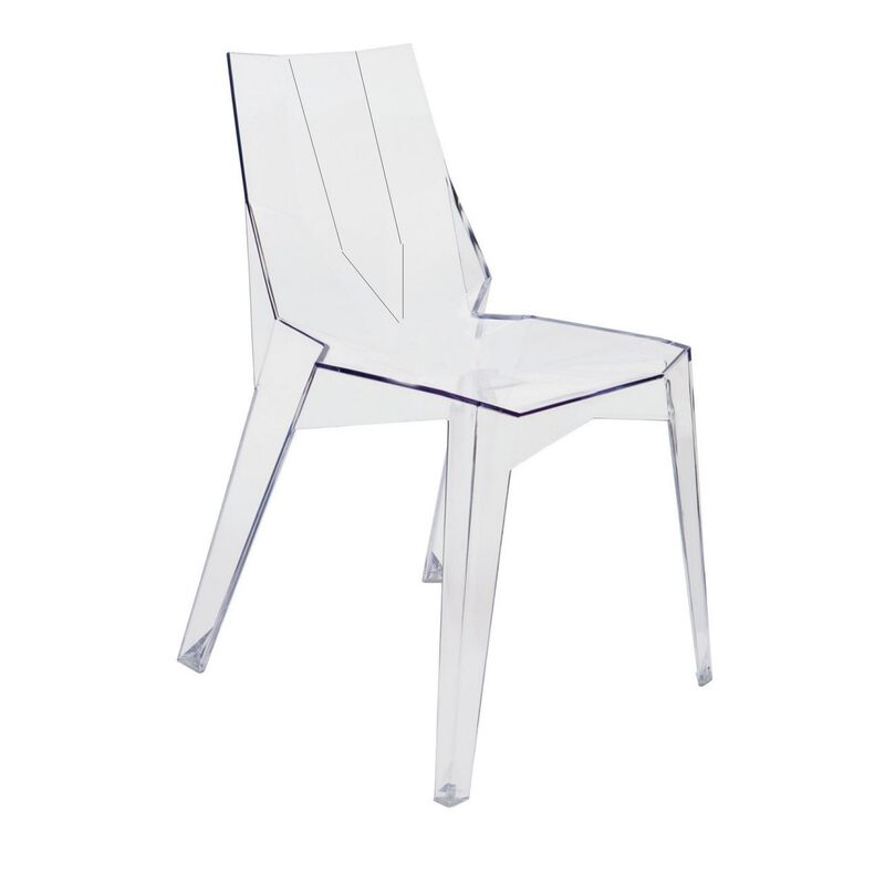 Outdoor Dining Chair Set of 4, Geometric Design, Transparent Clear - Benzara