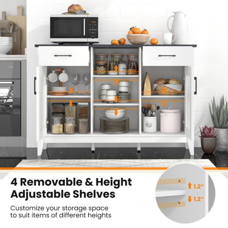 Hivvago Sideboard Buffet Cabinet with 2 Drawers and 4 Adjustable Shelves