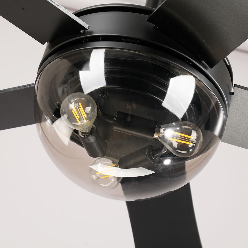 52" Modern Matte Black Reversible DC Motor Ceiling Fan with Light and Remote image number 8