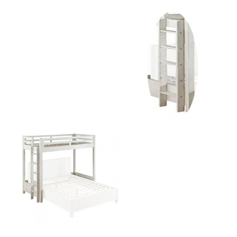 Twin Loft Bed Fixed Ladder, White-Benzara