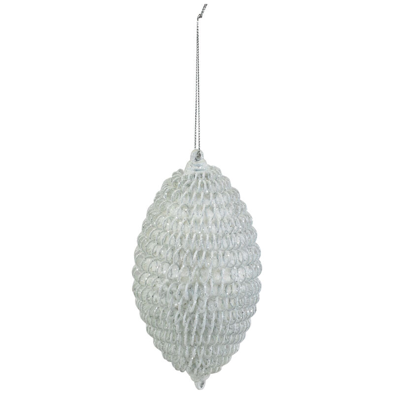 5.5" White Glitter Spiral Coiled Wire Finial Christmas Ornament image number 0