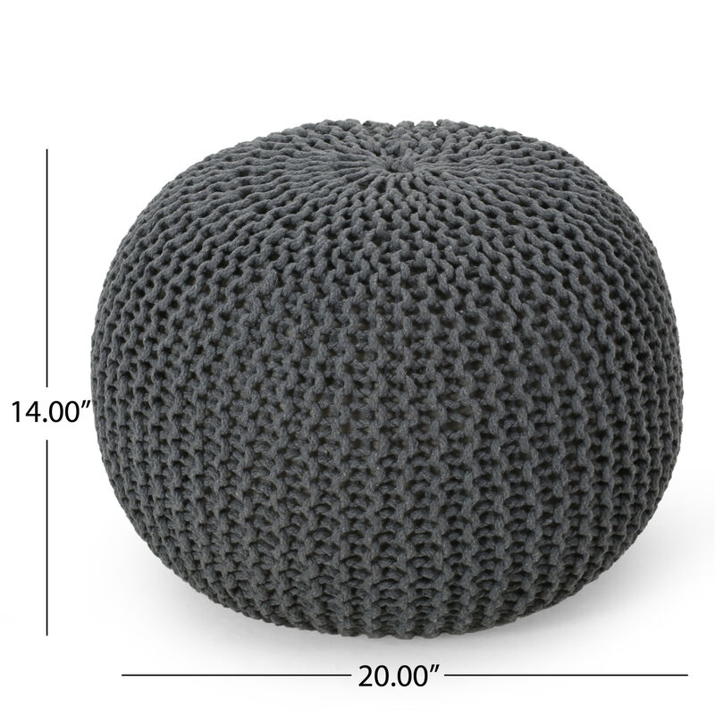 GOODSILO Versatile Knitted Cotton Round Pouf Ottoman Floor Cushion for Modern Living Room Seating and Decor image number 2