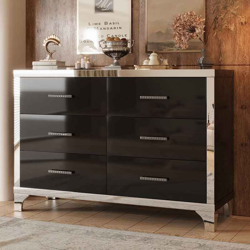 Merax Elegant High Gloss Dresser with Metal Handle