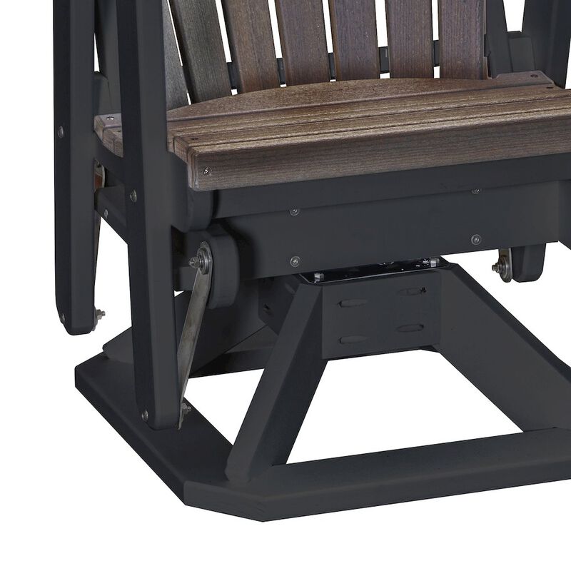 American Furniture Classics Fan Back Swivel Glider in Brazilian Walnut on a Black Base