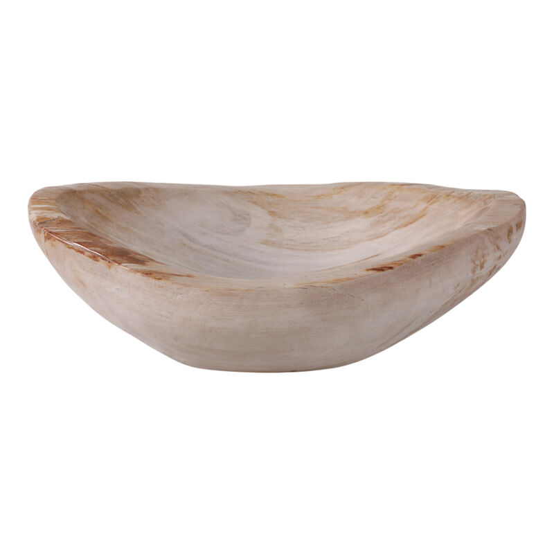 14" Petrified Wood Oval Bowl, Ivory image number 3