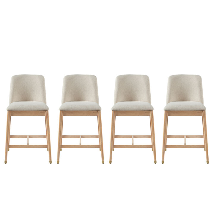 Christopher Knight Home Alexandra Farmhouse Rubberwood Upholstered Counter Stools with Curved Backrest (Set of 4)