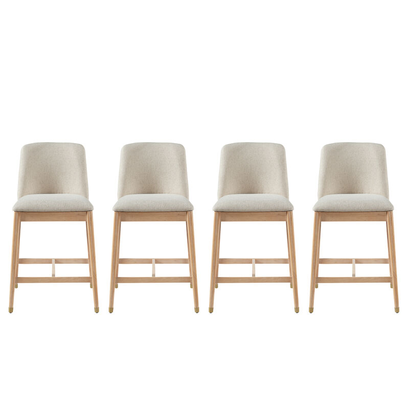 Christopher Knight Home Alexandra Farmhouse Rubberwood Upholstered Counter Stools with Curved Backrest (Set of 4) image number 0
