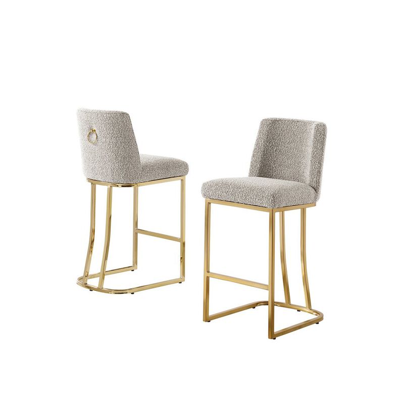 Best Quality Furniture Gray With Gold Base Barstools, Set Of 2