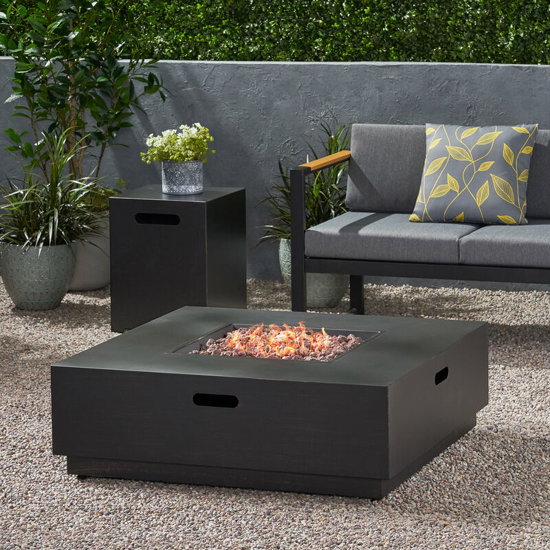 Christopher Knight Home Ellis Outdoor 50,000 BTU Iron Fire Pit Table with Tank Holder image number 1