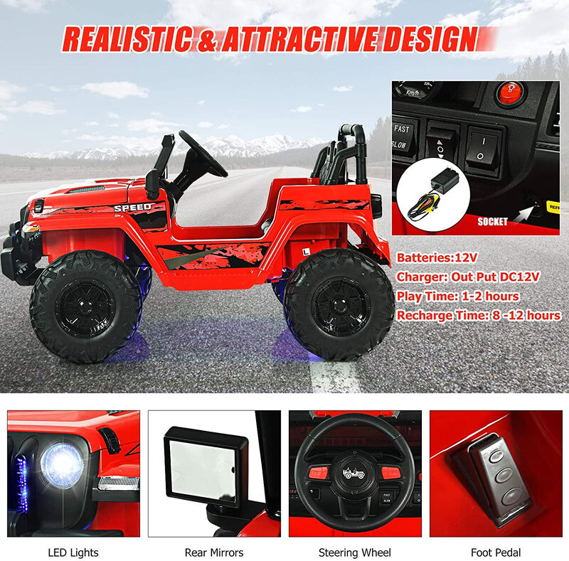 Kids 12V Electric Ride On Car with Remote Control for Outdoor Play image number 3