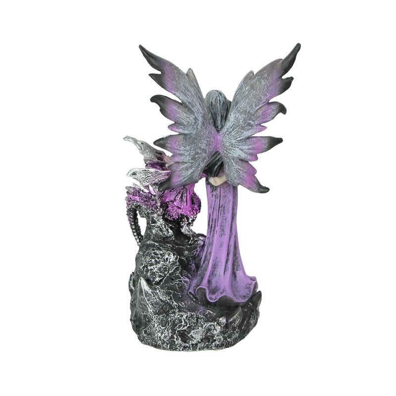 Amethyst Purple Fairy And Dragon LED Lighted Geode Statue image number 2