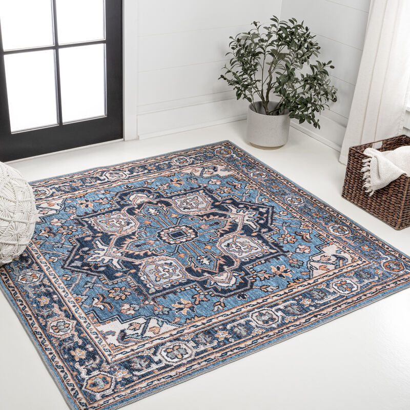 Cirali Ornate Large Medallion Machine-Washable Square Area Rug