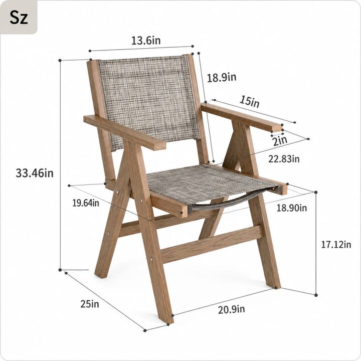 WOW PIONEER 2 Piece Weather-Resistant Outdoor Dining Chairs