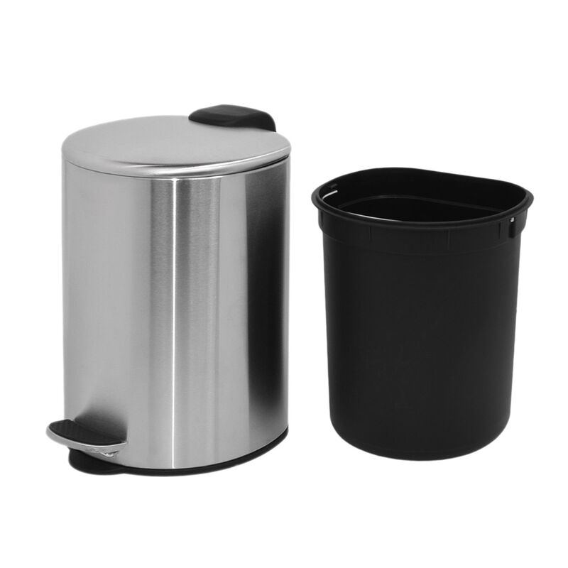 1.85 Gal./7 Liter Semi Round Brushed Step-on Trash Can for Bathroom and Office