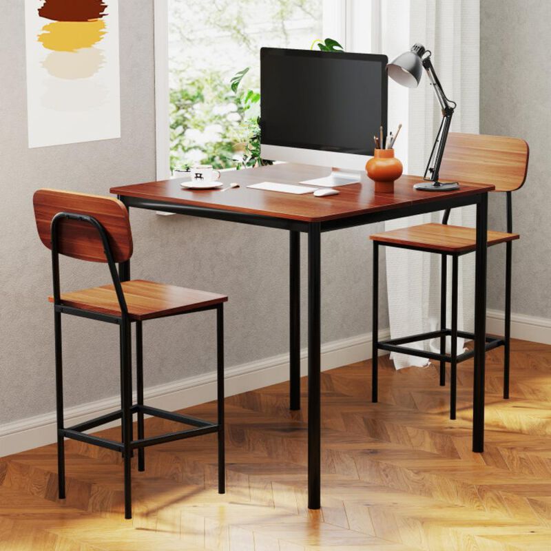 Hivvago 5 Pieces Industrial Dining Table Set with Counter Height Table and 4 Bar Stools