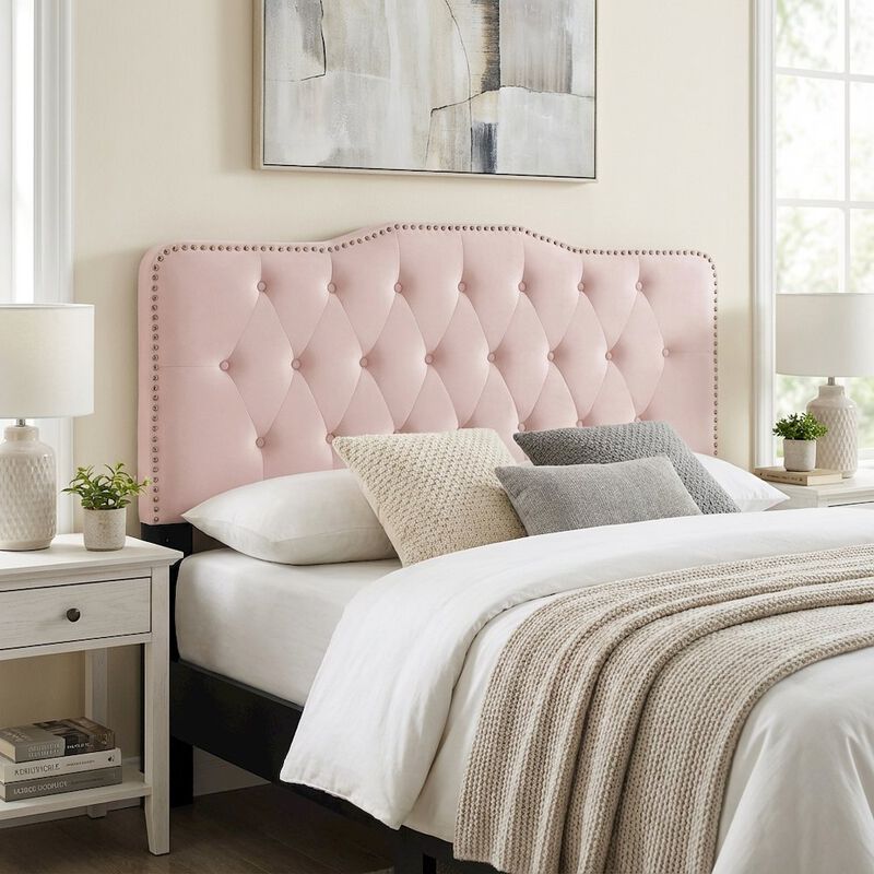 Tufted Velvet Full/Queen Headboard with Plush Upholstery and Sturdy Frame image number 3