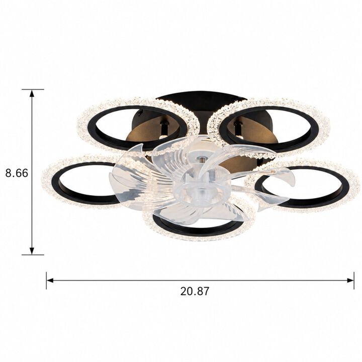 ELEMENT ACE Low Profile Flush Mount Ceiling Fan with Lights, Remote, 6 Speeds, 3 Light Colors, Reversible Motor for Indoor Use