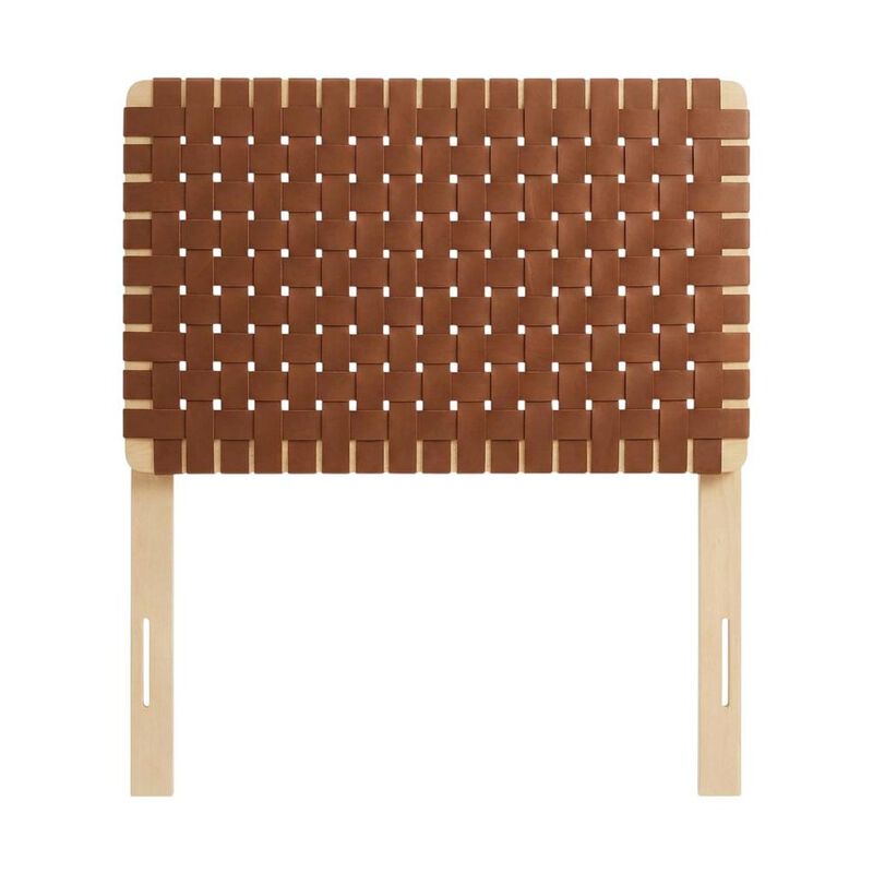 Vegan Leather Twin Headboard with Woven Texture and Sturdy Frame image number 0