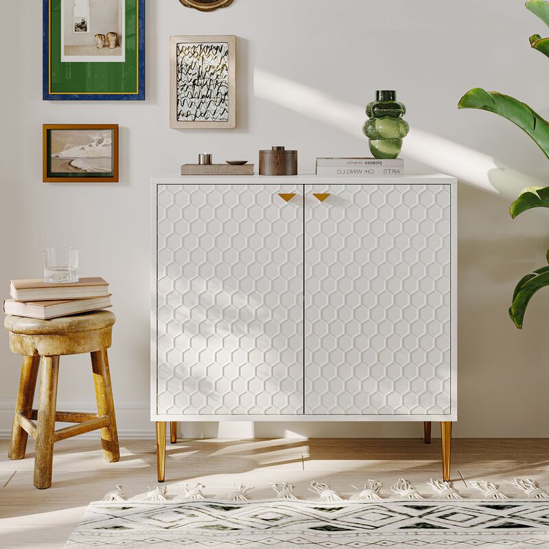 MONDAWE 32 in. H Modern Locker Accent Cabinet with 2-Door and Adjustable Shelves