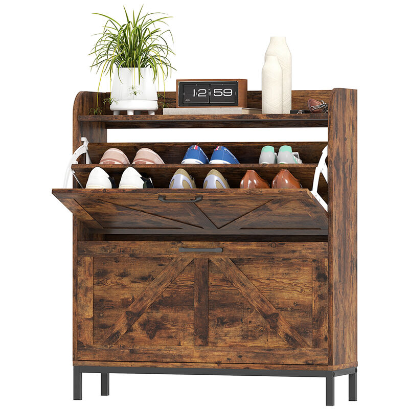 Shoe Cabinet with Doors and Shelves for Entryway or Bedroom Storage image number 0