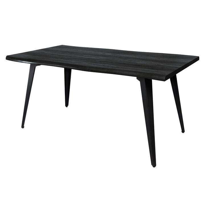 LeisureMod Ravenna Modern Rectangular Wood 63" Dining Table With Metal Legs