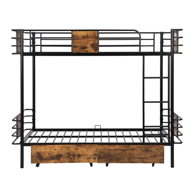 Merax Metal Frame Bunk Bed with 2 Storage Drawers